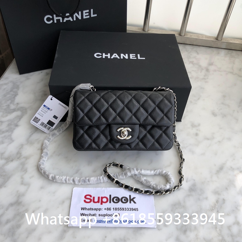 Chanel Mini Rectangular Flap 18C Black Iridescent Black Caviar (1)