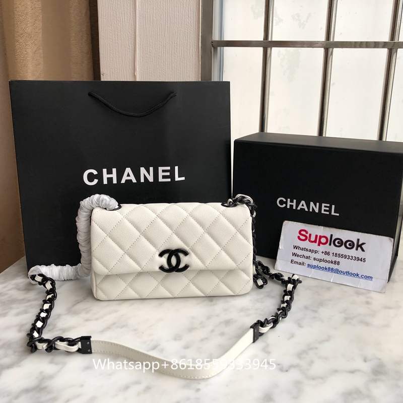 CHANEL Caviar Quilted My Everything Small Flap White Black (2)