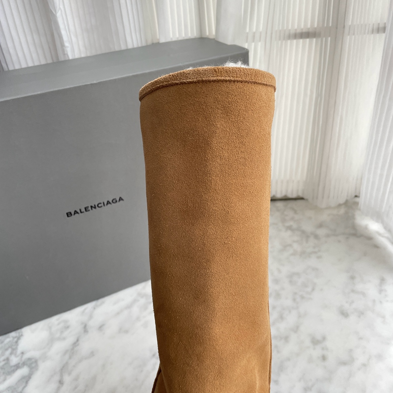 Balenciaga Alaska Faux Shearling-Lined Suede Boots Brown (10)