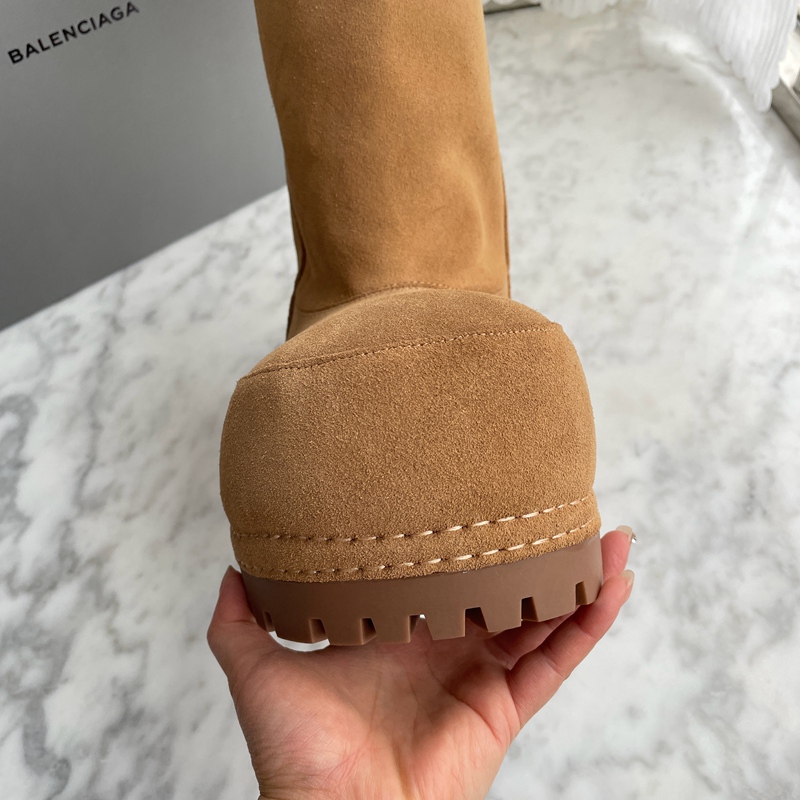 Balenciaga Alaska Faux Shearling-Lined Suede Boots Brown (12)