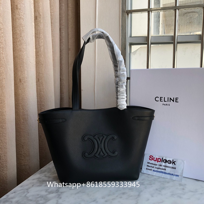 CELINE SMALL CABAS ANAÏS CUIR TRIOMPHE IN GRAINED CALFSKIN BLACK (2)