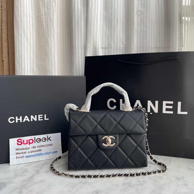 Chanel Caviar Quilted Medium Retro Twist Top Handle Flap Black (2)