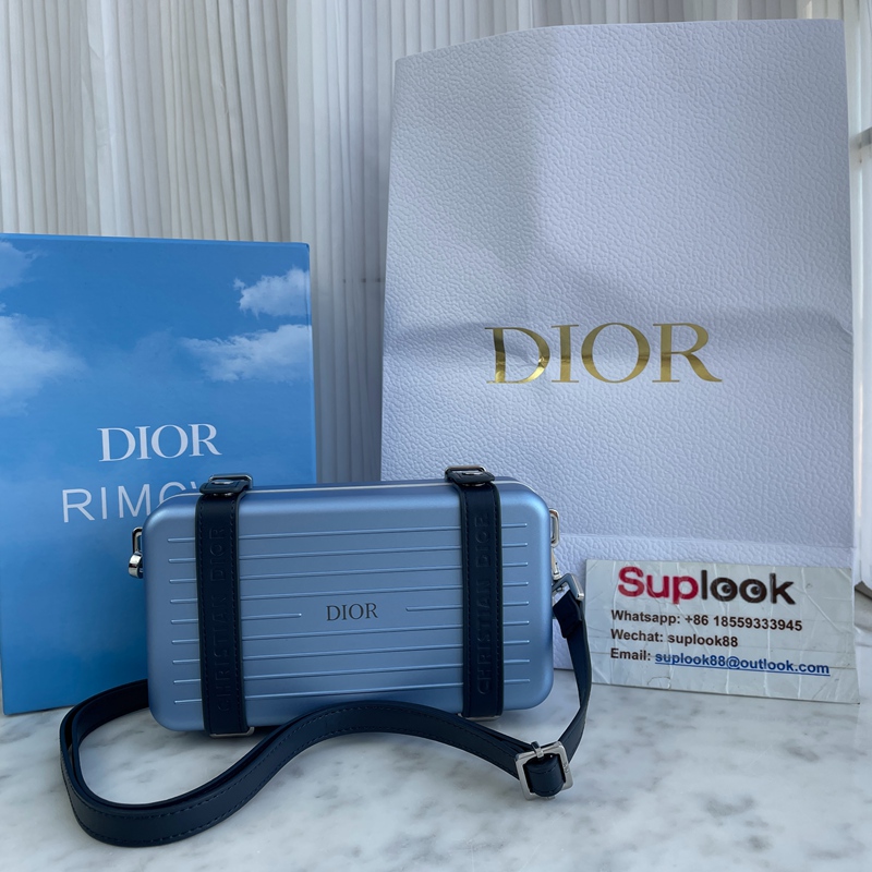 Dior X RIMOWA Personal Clutch On Strap Aluminium Blue (2)
