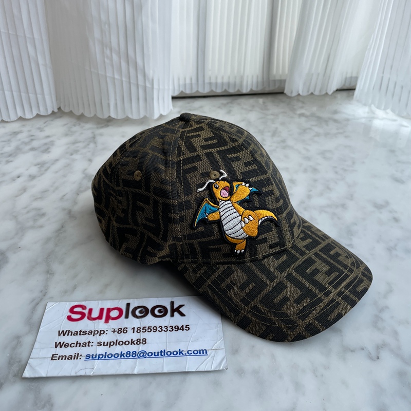 Fendi Frgmt Pokemon FF Floral Baseball Cap Brown (1)