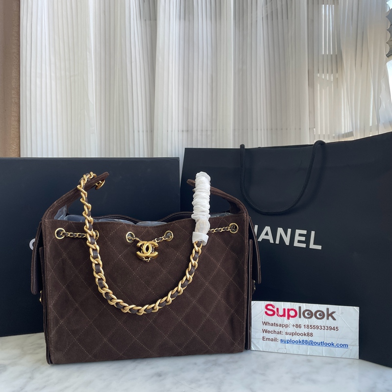 Chanel 25 Brown Suede Small (2)