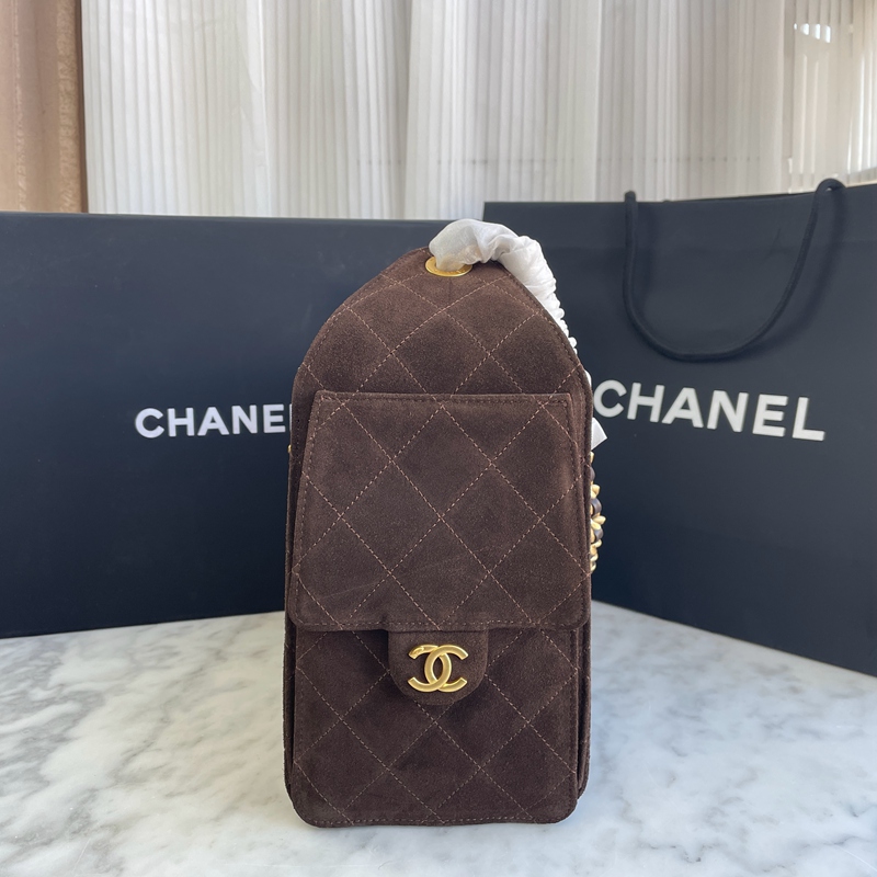Chanel 25 Brown Suede Small (6)