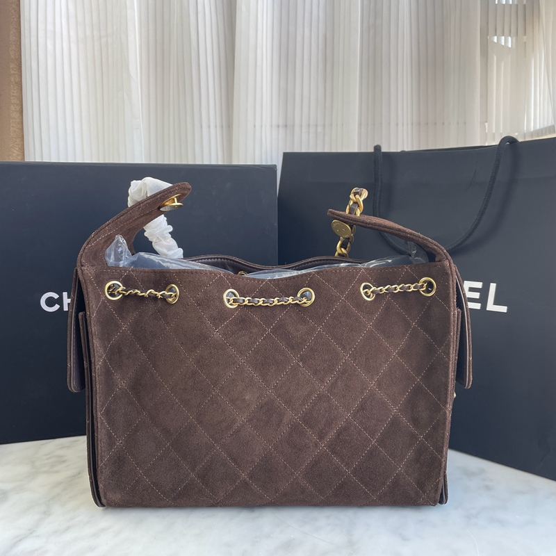 Chanel 25 Brown Suede Small (7)
