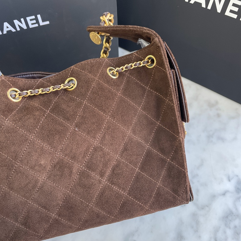 Chanel 25 Brown Suede Small (8)