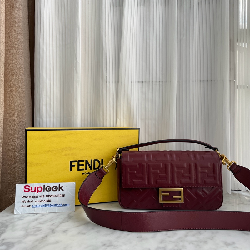Fendi Burgundy Leather Bag Red (2)