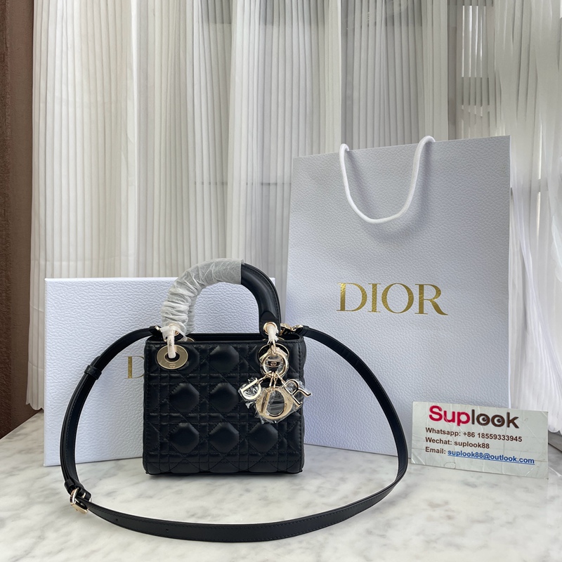 Dior Mini Lady Dior Bag Black Cannage Lambskin (2)
