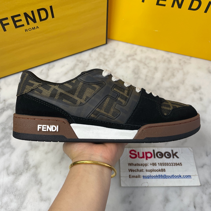 Fendi Match Monogram Pattern Sneakers Black Brown (4)