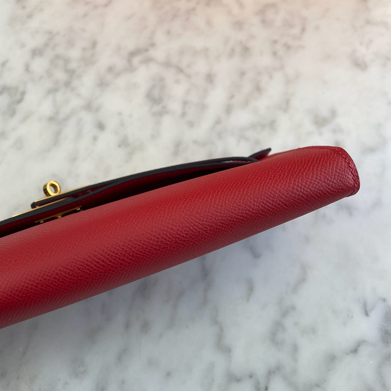 Hermès Kelly Cut Clutch Leather Clutch Bag Red (10)