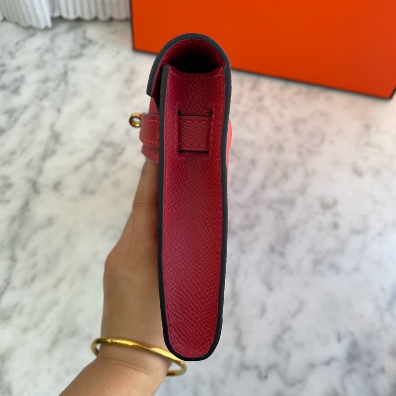 Hermès Kelly Cut Clutch Leather Clutch Bag Red (11)