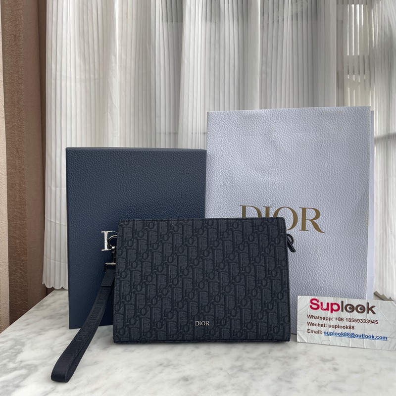 Dior A5 Triangle Pouch Beige and Black Dior Oblique Jacquard (2)