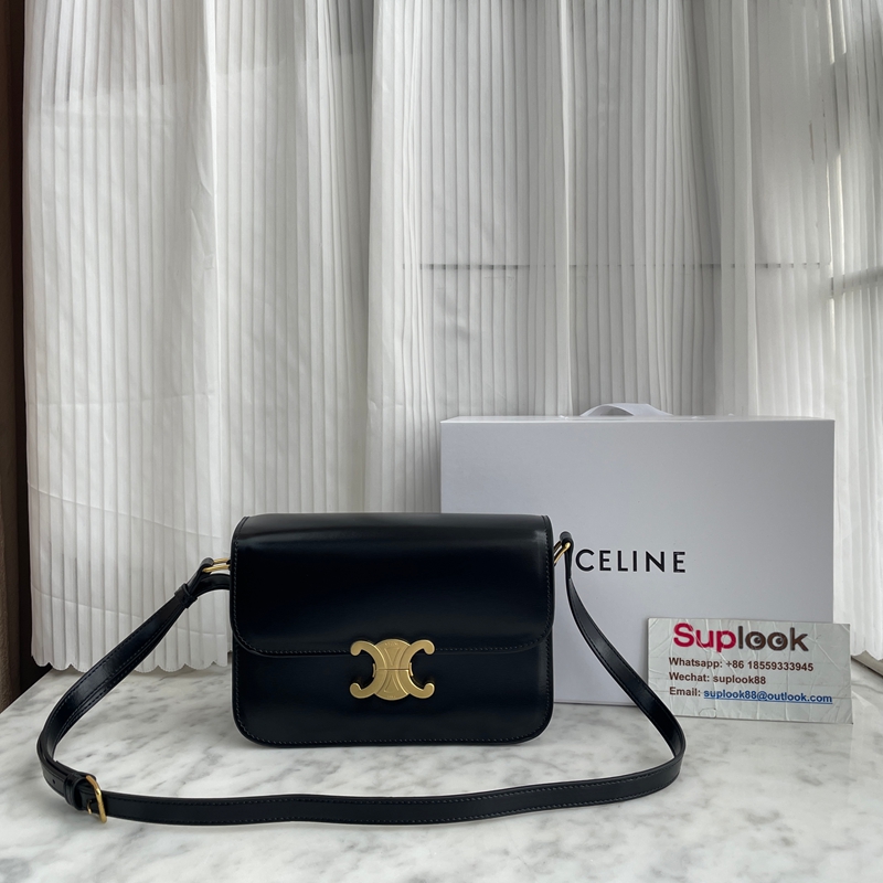 Celine Classique Triomphe Bag Shiny Calfskin Black (2)