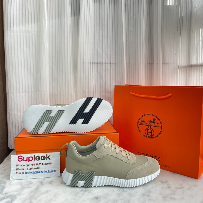 Hermes Sneakers Bouncing Vert Forêt blanc (3)