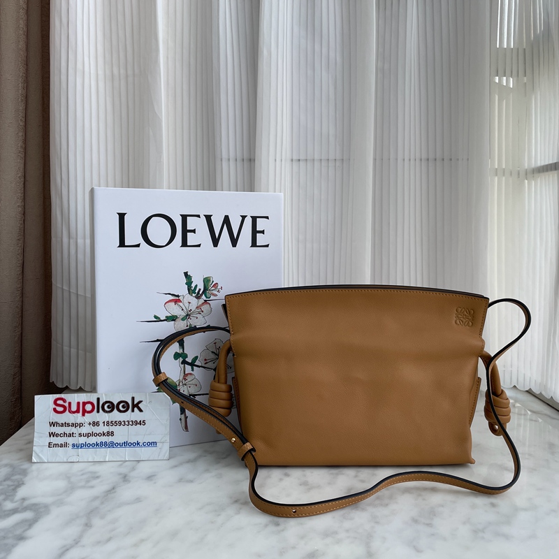 Loewe Calfskin Mini Flamenco Knot Clutch Warm Desert (2)