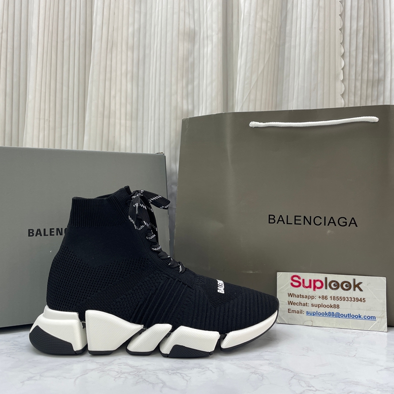 Balenciaga Speed 2.0 Lace Up Black White (4)
