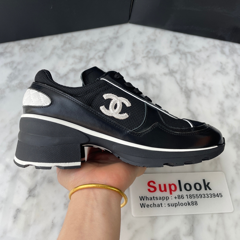Chanel Lace Up Sneakers Black (4)
