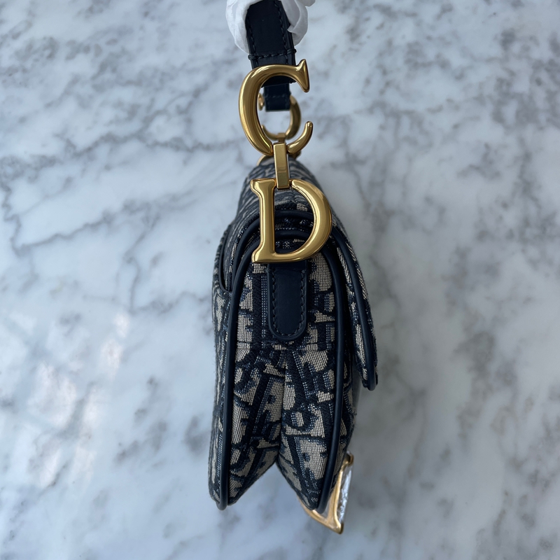 Dior Saddle Bag with Strap Blue Dior Oblique Jacquard (9)