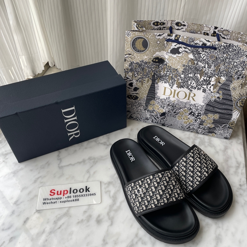 Dior Aqua Sandal Beige and Black Dior Oblique Jacquard (3)